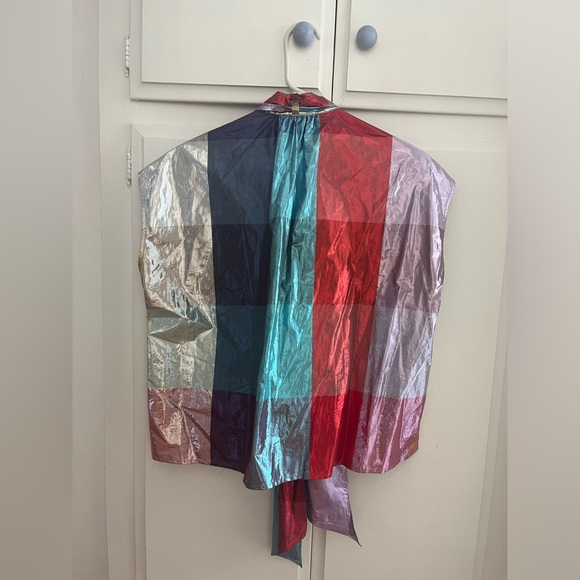 Rare Caron Callahan Metallic Plaid Top Size Small - Picture 3 of 4